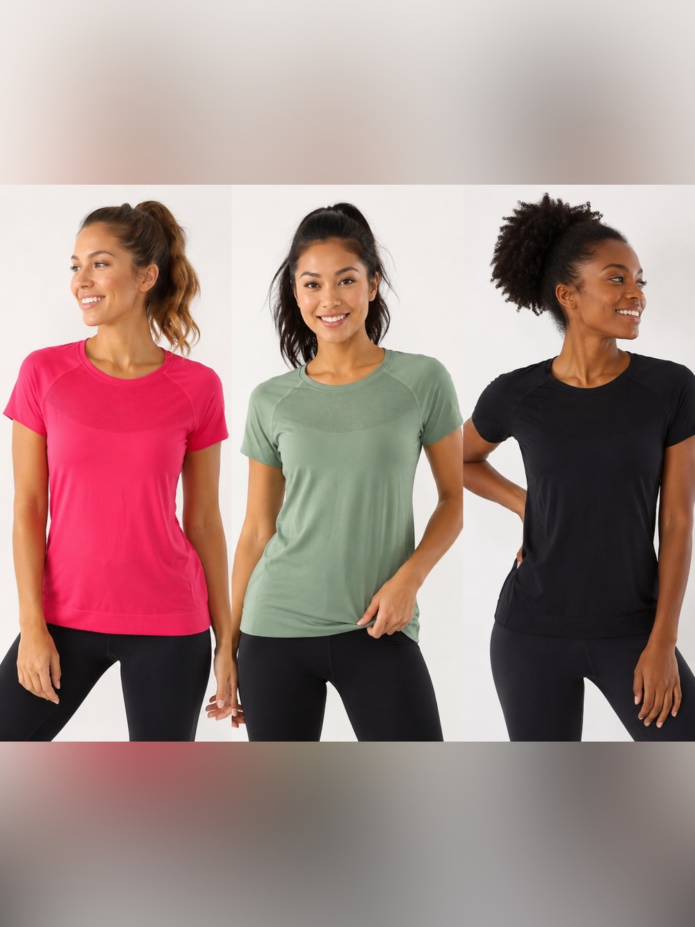 Mondetta 3-Pack Seamless Athletic Tops |Sz XS | Pink Green Black | 3/$25